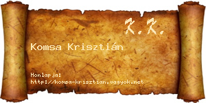 Komsa Krisztián névjegykártya
